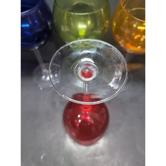 Hand Blown Balloon Wine Glasses, Vintage Cocktail Goblets, Mid-Century Stems‎ - Picture 7 of 9